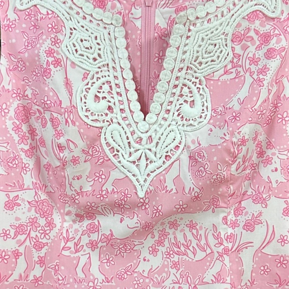 Lilly Pulitzer Pink White Rhino Run for the Roses Tunic Sleeveless Size 2 - Picture 2 of 9